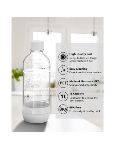 Botellas Reutilizables de Carbonatación OiDiPi 1L - Paquete de 2