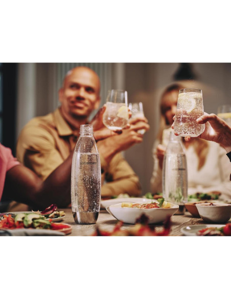 Botella de Metal SodaStream 1L Reutilizable Plateada Botella de Metal SodaStream 1L Reutilizable Plateada