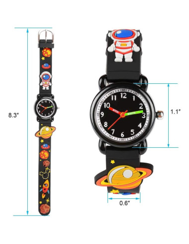 Reloj de Muñeca para Niñas Venhoo 3D Cartoon Silicona Negro