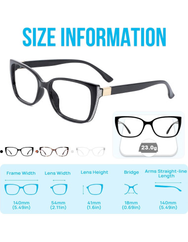 Gafas de lectura grandes WEMOOTANTS estilo gato 1.0x a 6.0x
