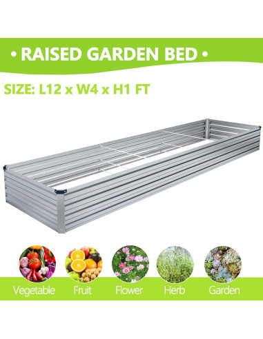 Caja de Jardín Elevada Galvanizada MGNO 2 Pcs 365.76x121.92cm