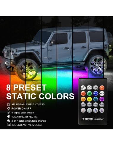 Kit de Iluminación LED RGB Yielinth para Automóvil 12V IP67