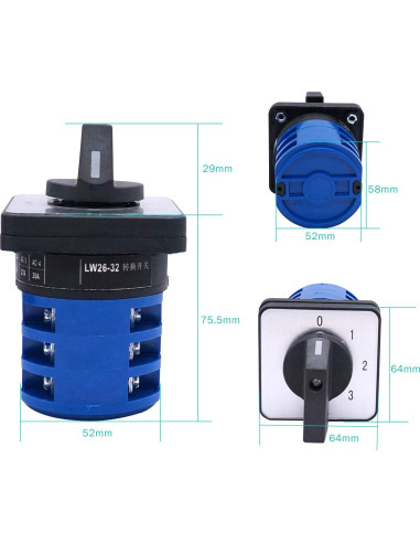 Interruptor Selector Rotativo Taiss 32A 690V 4 Posiciones