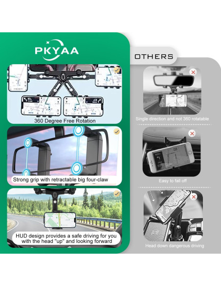 Soporte para Teléfono en Espejo Retrovisor PKYAA 360 Ajustable Soporte para Teléfono en Espejo Retrovisor PKYAA 360 Ajustable