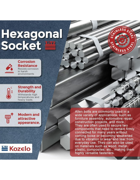 30 Tornillos Hexagonales M2-0.4 x 28mm Acero Inoxidable Kozelo 30 Tornillos Hexagonales M2-0.4 x 28mm Acero Inoxidable Kozelo