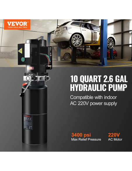 Unidad de Potencia Hidráulica VEVOR 220V 10L Elevador de Auto Unidad de Potencia Hidráulica VEVOR 220V 10L Elevador de Auto