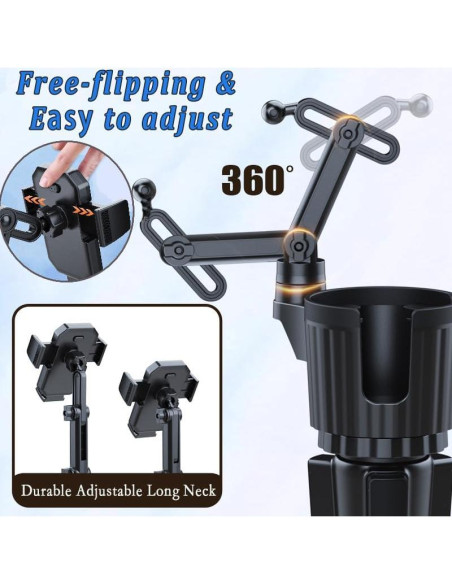 Soporte para Teléfono en Portavasos HoneTeek Ajustable 360 Soporte para Teléfono en Portavasos HoneTeek Ajustable 360