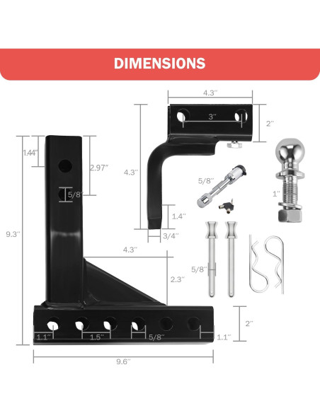 Soporte de Bola de Remolque Ajustable OPENROAD TH-003 3402.9kg Soporte de Bola de Remolque Ajustable OPENROAD TH-003 3402.9kg