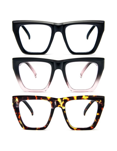 Gafas de Lectura MMOWW Cuadradas 3 Paquetes con Bloqueo Luz Azul