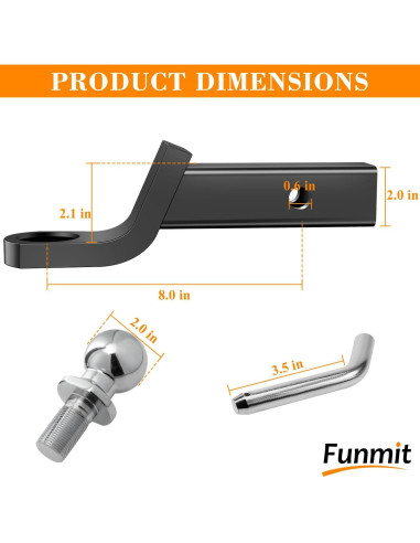 Soporte de Enganche de Remolque Funmit 5.08 cm 2721.55 kg