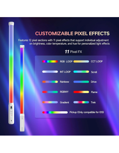 Tubo de Luz LED RGB VILTROX P12 2 Pack, Control DMX, 2500-8500K