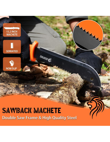 Juego de Supervivencia NedFoss: Machete 38cm, Hacha 25cm, Cuchillo 25cm