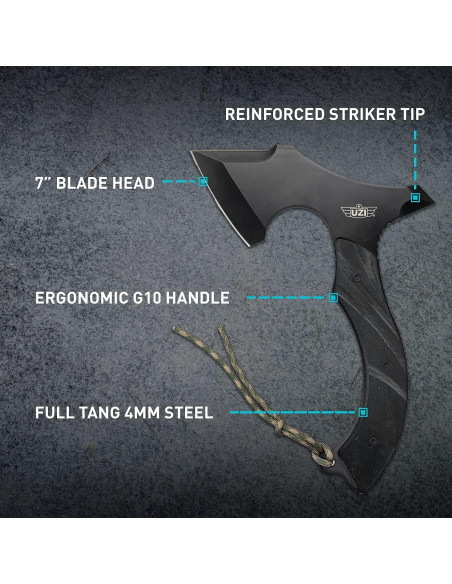 Hacha Táctica Uzi UZK-Axe-2 con Hoja de 17.78 cm Doble Filo Hacha Táctica Uzi UZK-Axe-2 con Hoja de 17.78 cm Doble Filo