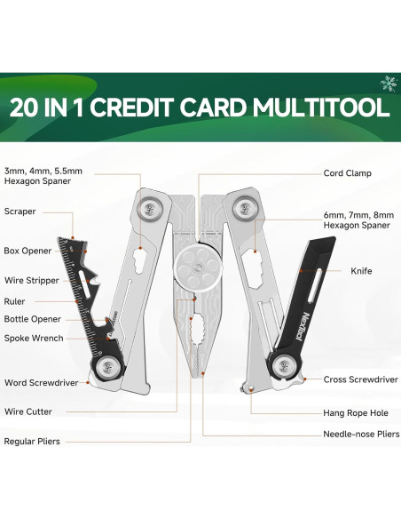 NexTool Multiherramienta de Cartera 20 en 1 Acero Inoxidable NexTool Multiherramienta de Cartera 20 en 1 Acero Inoxidable