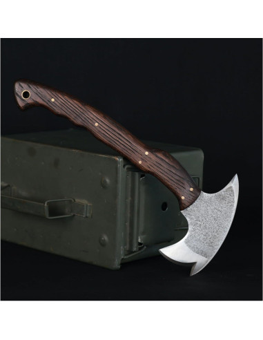 Hacha Tomahawk Táctica AncientSmithy con Funda de Cuero 0.95kg