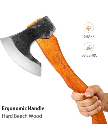 Hacha de Camping NedFoss MMA-15, Acero Carbono 1065, 40.64 cm
