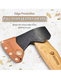 Hacha NedFoss 27.4 cm de Acero Inoxidable con Funda de Cuero 2