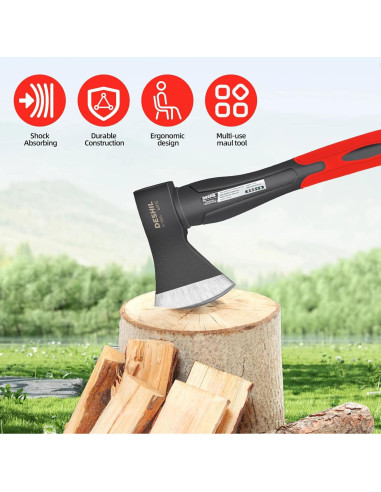 Hacha de Corte DESHIL 15" (38.1 cm) Acero al Carbono Rojo