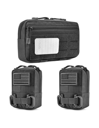 Paquete de 3 Bolsas Tácticas Molle R.SASR - Nylon Negro