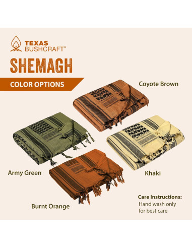 Shemagh Táctico Texas Bushcraft 100% Algodón Verde Oliva 109x109 cm