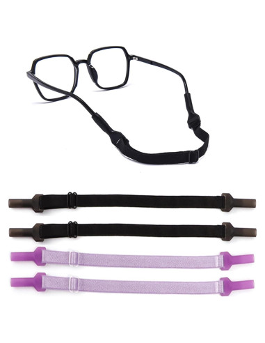 Correas Ajustables para Gafas OPUGIT, 4 Pcs, Sin Cola, Negro