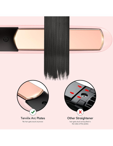 Plancha de Pelo Terviiix Titanio Rosa 2 en 1 Alisador y Rizador