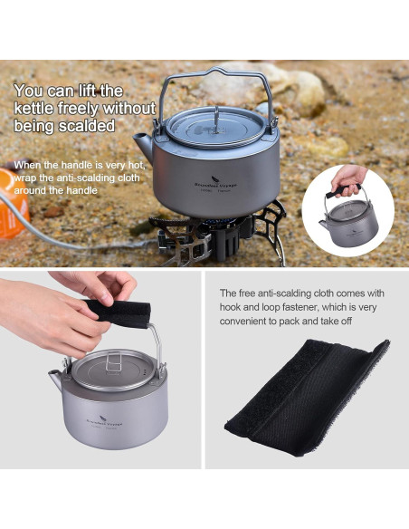 Hervidor de Titanio Boundless Voyage 1L Plegable para Camping Hervidor de Titanio Boundless Voyage 1L Plegable para Camping