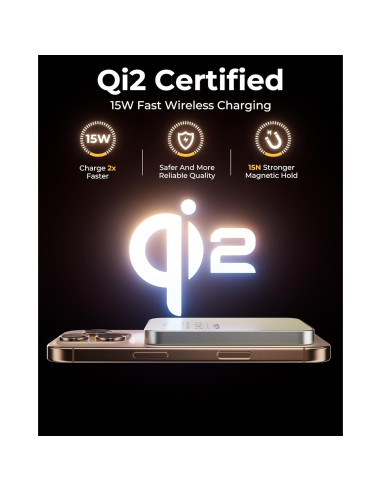 Cargador Portátil KUXIU S2 5000mAh Magnético Qi2 15W Titanio