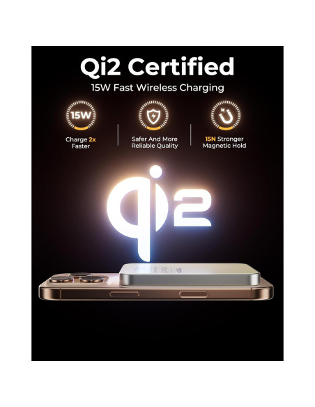 Cargador Portátil KUXIU S2 5000mAh Magnético Qi2 15W Titanio Cargador Portátil KUXIU S2 5000mAh Magnético Qi2 15W Titanio
