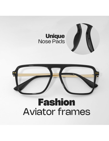 Montura de Gafas Aviador Zeelool con Lentes Antiluz Azul para Hombres