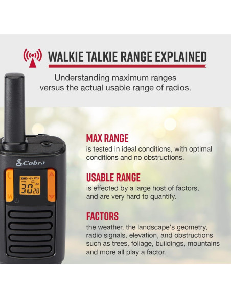 Walkie Talkies Cobra RX180 - 2 Pack, Largo Alcance 29 km Walkie Talkies Cobra RX180 - 2 Pack, Largo Alcance 29 km