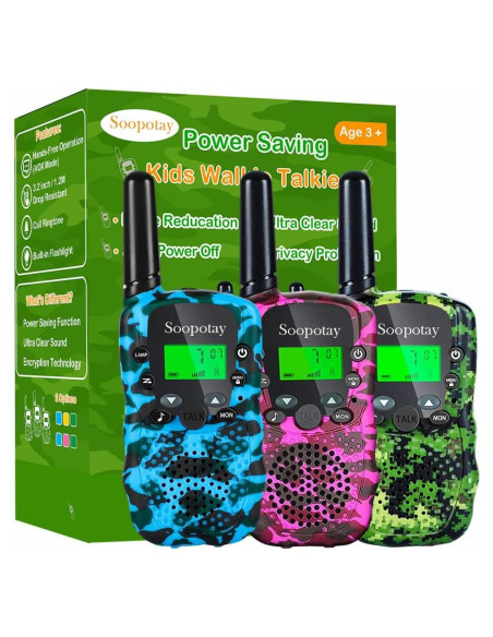 Walkie Talkies Soopotay para Niños 3Pack Camo 22 Canales Walkie Talkies Soopotay para Niños 3Pack Camo 22 Canales