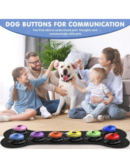 Set de 8 Botones Hablantes para Perros DCIAER con Alfombrilla Set de 8 Botones Hablantes para Perros DCIAER con Alfombrilla