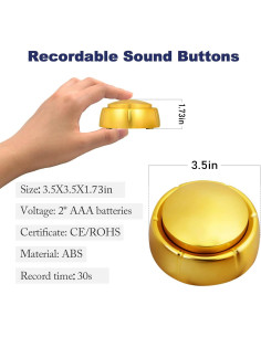 Botón Grabable Dorado MakeSound 30 Segundos para Mascotas 2