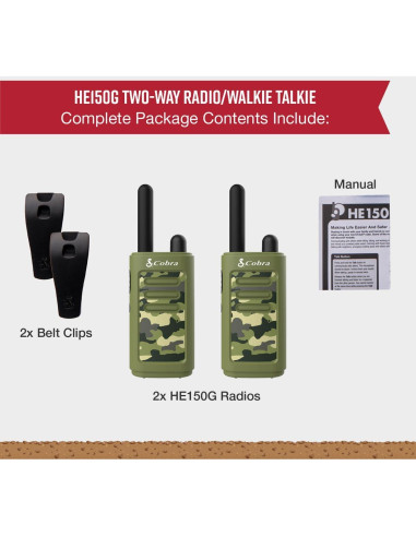 Walkie Talkies Cobra HE150 G para Niños - Alcance 25.75 km, Verde