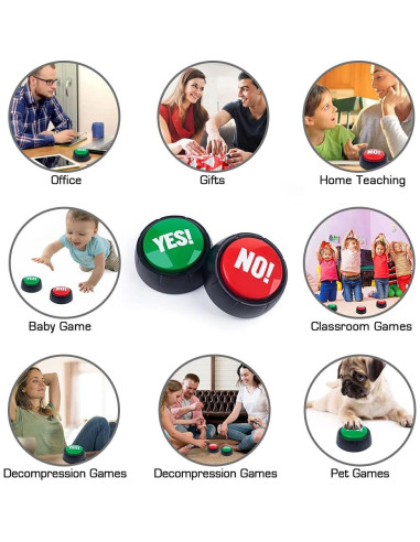 Botón Zumbador Divertido MyMealivos - Juego de 2, Verde y Rojo