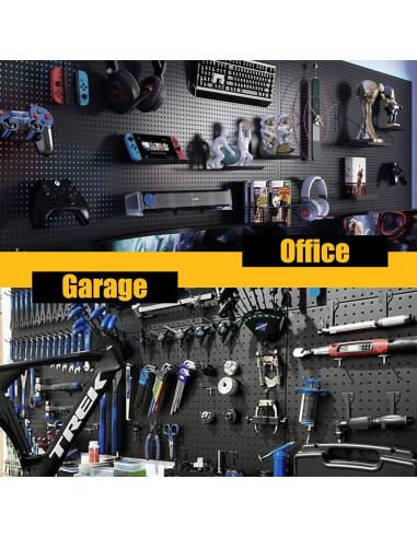 Paneles de Pegboard Spampur 4 Pcs Negro con 51 Ganchos
