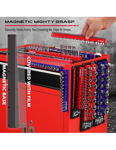 Organizador Magnético de Enchufes SEDY 6 Piezas 1/4 3/8 1/2 Drive