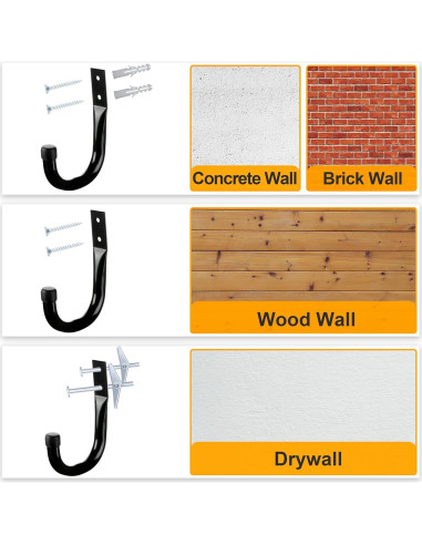 Ganchos de Pared KURUI Alta Resistencia 6 Piezas 31.75 kg