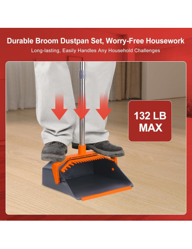 Juego de Escoba y Recogedor Tiumso 129.54 cm Gris y Naranja