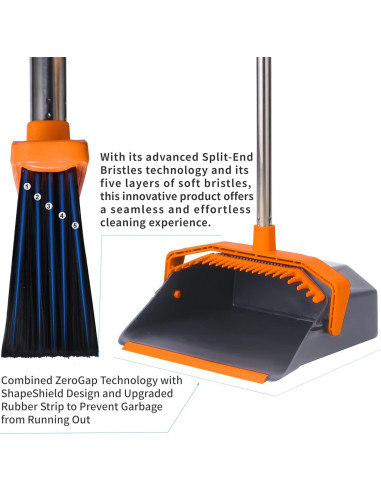Juego de Escoba y Recogedor Tiumso 129.54 cm Gris y Naranja