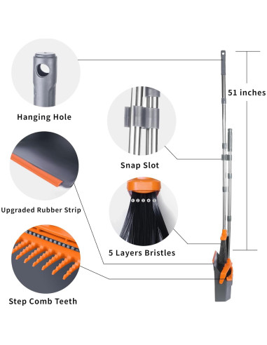 Juego de Escoba y Recogedor Tiumso 129.54 cm Gris y Naranja