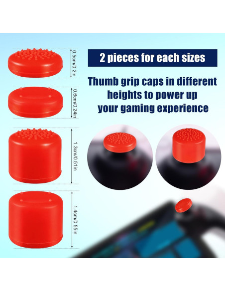 8 Tapas de Joystick Silicona Lasuroa Rojo 4 Tamaños 8 Tapas de Joystick Silicona Lasuroa Rojo 4 Tamaños