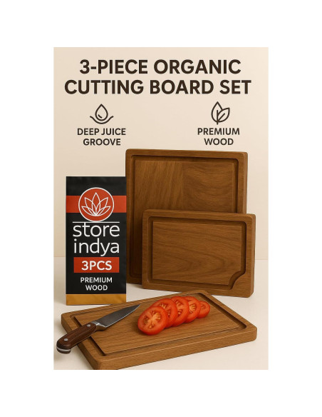 Juego de 3 Tablas de Cortar de Madera Acacia STORE INDYA Juego de 3 Tablas de Cortar de Madera Acacia STORE INDYA