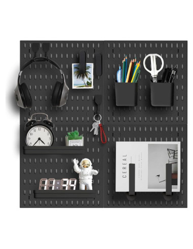 Kit Organizador de Pared Zestify - Tablero Perforado 4 Piezas Negro