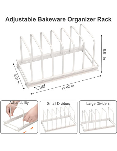 Organizador de Utensilios de Hornear TEAMOLA 2 Pcs Ajustable Blanco