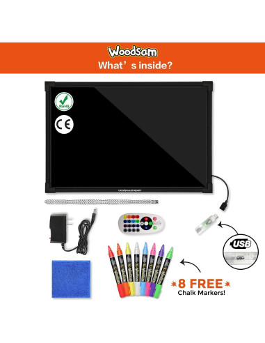 Tablero LED Borrable Woodsam 40.64x30.48 cm con 2 Marcadores