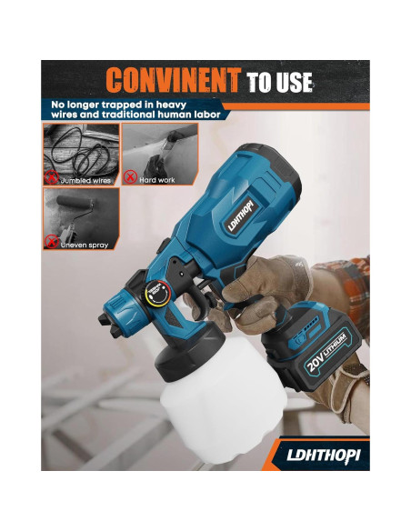 Pulverizador de pintura inalámbrico LDHTHOPI 1000W 1200ml 5 boquillas Pulverizador de pintura inalámbrico LDHTHOPI 1000W 1200ml 5 boquillas