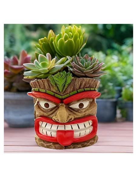 Maceta Tiki Picvelno de Resina para Suculentas 10.4 cm Maceta Tiki Picvelno de Resina para Suculentas 10.4 cm