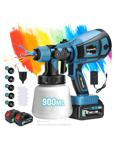 Pulverizador de pintura inalámbrico Bonoutil XR-HT-02 900ml 21V Pulverizador de pintura inalámbrico Bonoutil XR-HT-02 900ml 21V